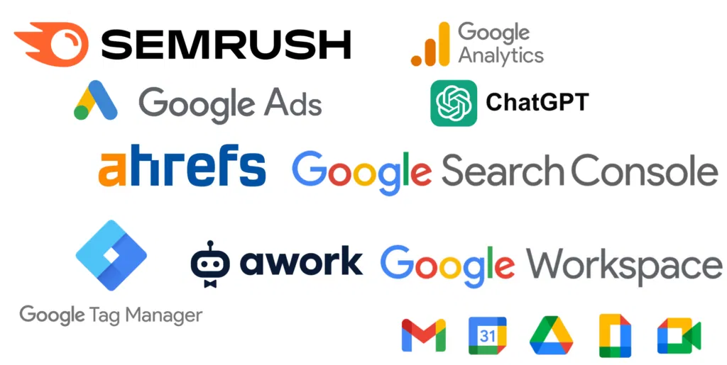 Logos unserer Haupt-Tools für SEO-Projekte