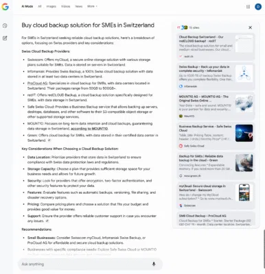 AI Mode Erfahrungen - Suchintention: Transaktional